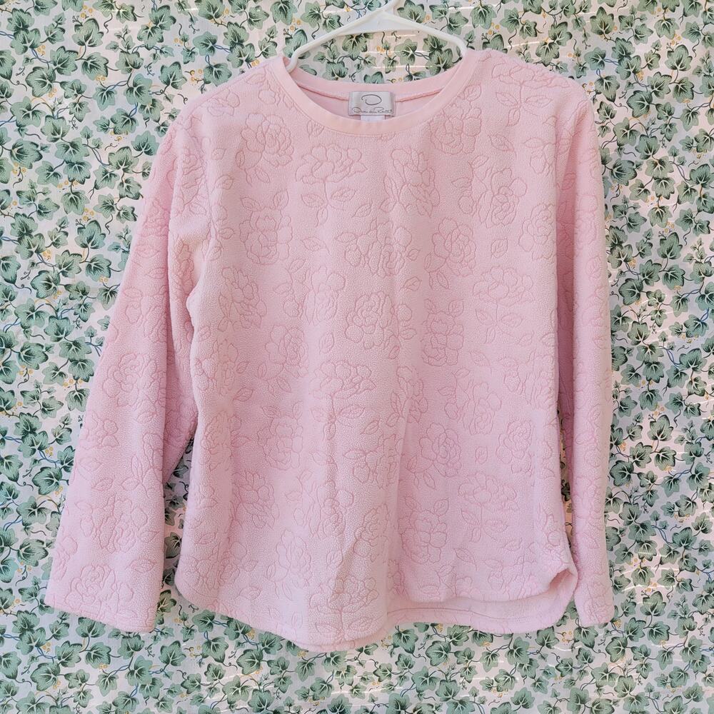 Oscar de la Renta Pink Floral Pullover Sweatshirt